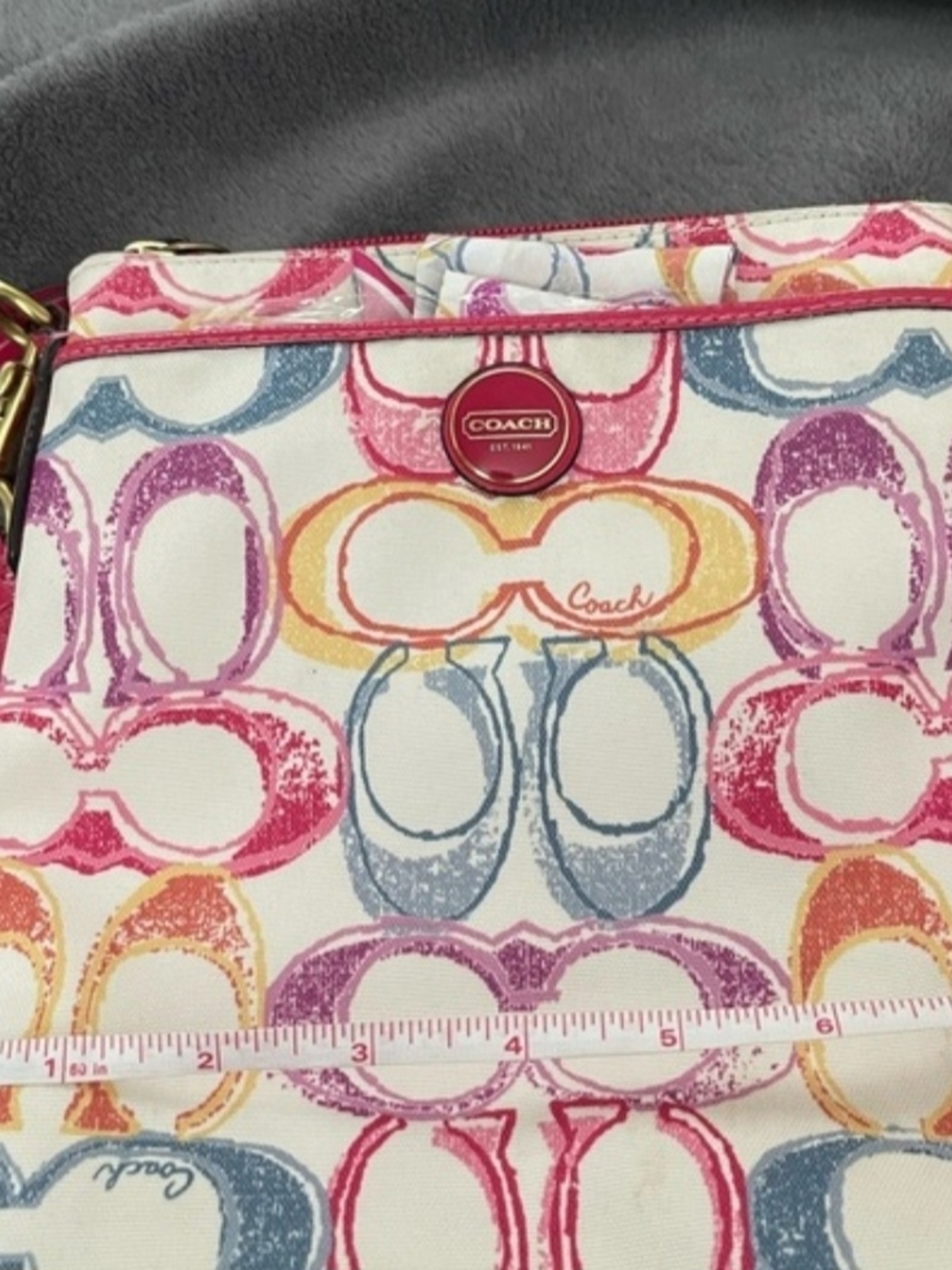 Coach Multicolor Signature Scribble Crossbody Purse Like New - Picture 2 of 15